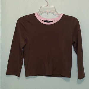 Olive green cropped shirt